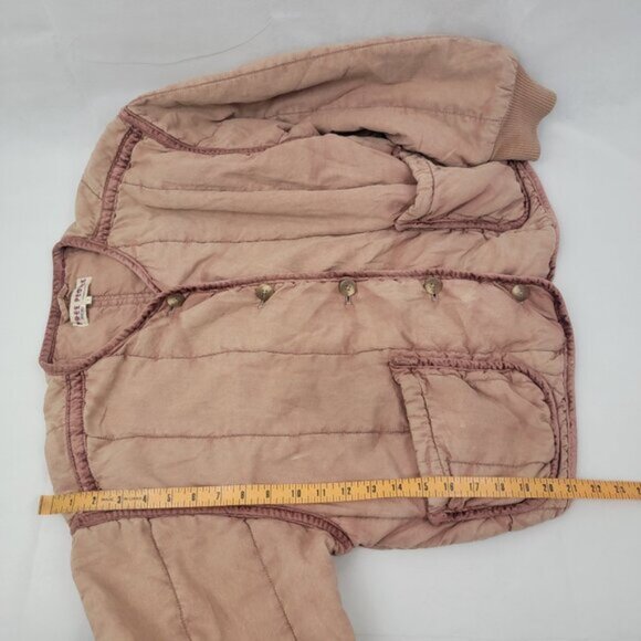 FREE PEOPLE Womens Jacket Mixed Signals Sz SMALL Pink Quilted Bomber Boho - Picture 14 of 15